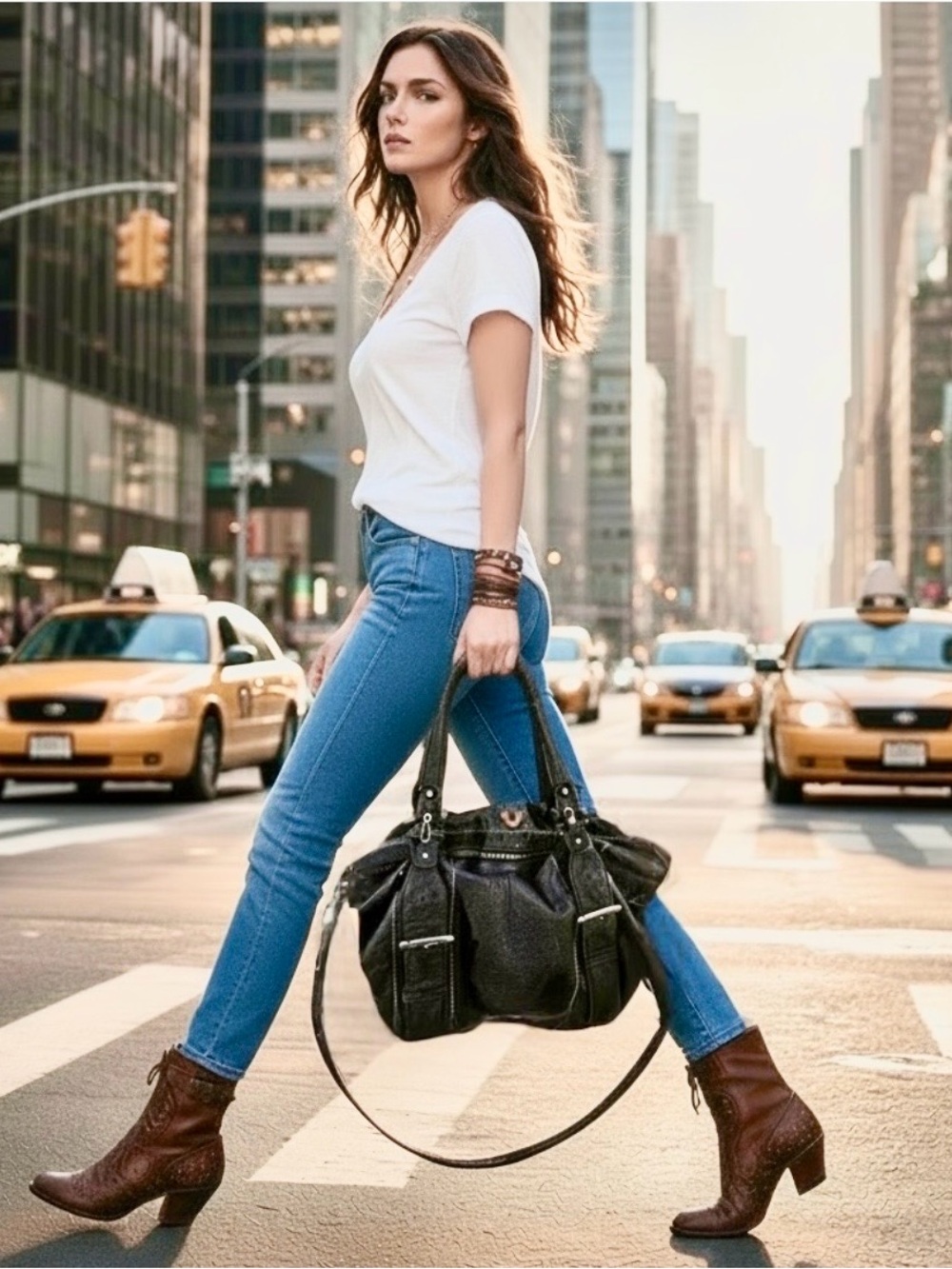 True Religion Vintage Stella Genuine Leather/Weekender Bag- Brown W/ White Trim